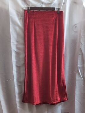 Vintage Designed In Montreal By Fleurissez Velvet Long Skirt in Lush Red